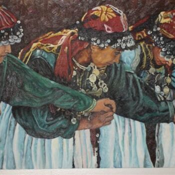 Pittura intitolato "danseuses amazigh (…" da Brahim Idmouhmad, Opera d'arte originale