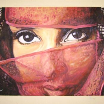 Pittura intitolato "yeux d'une femme a…" da Brahim Idmouhmad, Opera d'arte originale