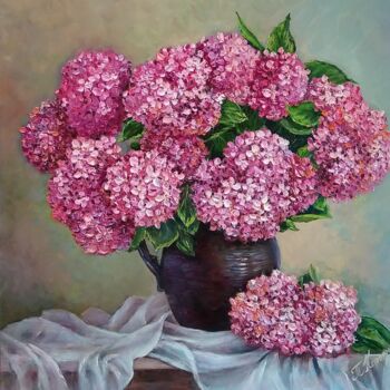 Painting titled "still life Bouquet…" by Tatyana Korotkova, Original Artwork, Oil Mounted on Wood Stretcher frame