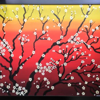 Painting titled "CHERRY BLOSSOMS IN…" by Artrayal, Original Artwork, Oil