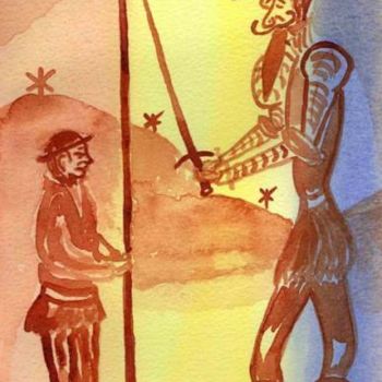 Painting titled "El Don Quijote" by Artroger, Original Artwork, Oil