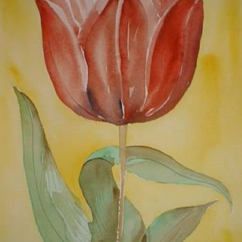 Painting titled "Aqua Tulip" by Artroger, Original Artwork