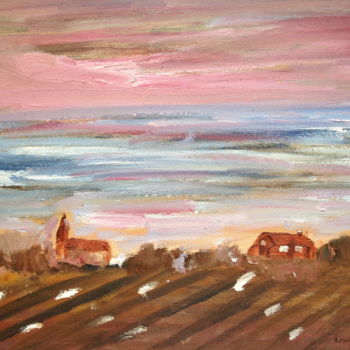 Schilderij getiteld "sky-over-village-at…" door Artroger, Origineel Kunstwerk