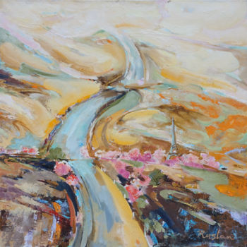 Картина под названием "Road" - Ruslan Pushkash, Подлинное произведение искусства, Масло Установлен на Деревянная рама для но…