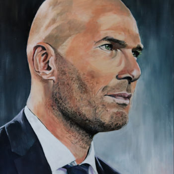 Malerei mit dem Titel "Zinédine Zidane" von Jeanfix, Original-Kunstwerk, Acryl
