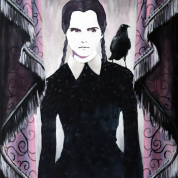 Peinture intitulée "Mercredi Addams" par Jeanfix, Œuvre d'art originale, Acrylique