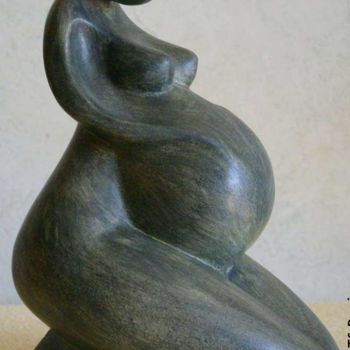 Sculpture titled "DEMI" by Denis Queyerats, Original Artwork, Terra cotta