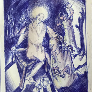 Desenho intitulada "Marie - Madeleine" por Christian Comte, Obras de arte originais, Canetac de aerossol