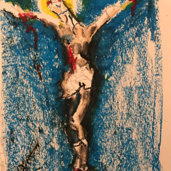 Dessin intitulée "Christ - Fusain 1" par Christian Comte, Œuvre d'art originale, Pastel