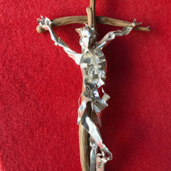 Skulptur mit dem Titel "Christ - argent fro…" von Christian Comte, Original-Kunstwerk