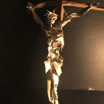 Sculpture titled "Christ - 17" by Christian Comte, Original Artwork, Metals