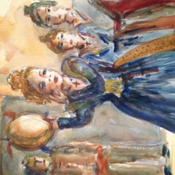 Pittura intitolato "Arlésienne au tambo…" da Saverio Comiotto, Opera d'arte originale