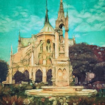 Digital Arts titled "Notre Dame" by Renee Gruskin, Original Artwork, Digital Painting