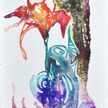 Pittura intitolato "Fiore  acquarello" da Silvia Conflitto, Opera d'arte originale, Acquarello