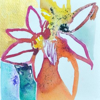 Pittura intitolato "Fiore acquarello." da Silvia Conflitto, Opera d'arte originale