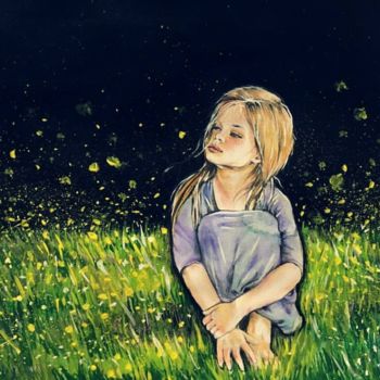 Pintura titulada "Campo di lucciole" por Silvia Conflitto, Obra de arte original, Acuarela