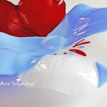 Diseño titulada "Art glass dish Flow…" por Anna Smilyanskaya, Obra de arte original, Arte de mesa