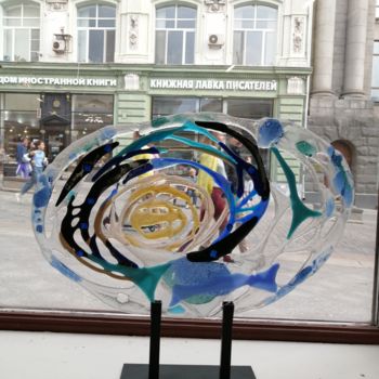 Skulptur mit dem Titel "Sculpture Galaxy" von Anna Smilyanskaya, Original-Kunstwerk, Glas
