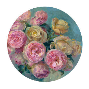 Pittura intitolato "Rose flower" da Vera Grebennikova, Opera d'arte originale, Olio
