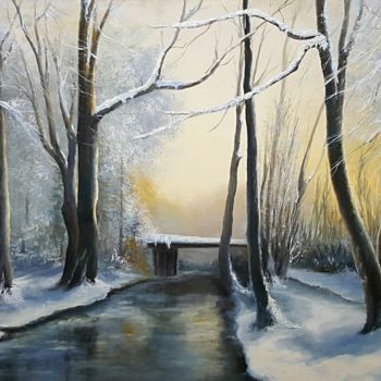 Painting titled "Oltre il ponte" by Natalia Caragherghi "Naty", Original Artwork, Oil