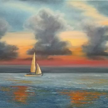 Painting titled "La vela" by Natalia Caragherghi "Naty", Original Artwork, Oil