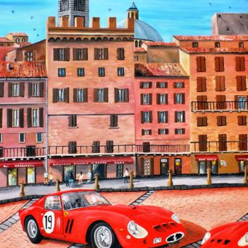 Malerei mit dem Titel "Ferrari GTO Sienna" von Thomas Suske, Original-Kunstwerk, Acryl