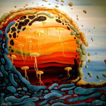 绘画 标题为“Cave of jellyfishes” 由Thomas Suske, 原创艺术品, 油