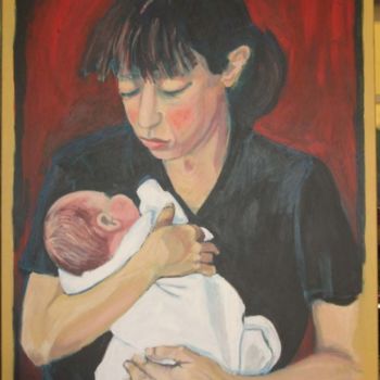 Painting titled "Mother and child 20…" by Tsvi Nadav Rosler, Original Artwork