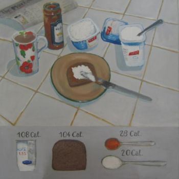 Painting titled "low calorie breakfa…" by Tsvi Nadav Rosler, Original Artwork