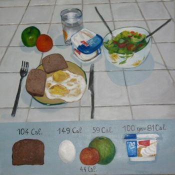 Painting titled "low calorie lunch" by Tsvi Nadav Rosler, Original Artwork