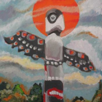 Peinture intitulée "Totem 8" par Tsvi Nadav Rosler, Œuvre d'art originale, Huile