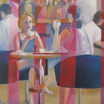 Painting titled "lunch in the mall" by Tsvi Nadav Rosler, Original Artwork