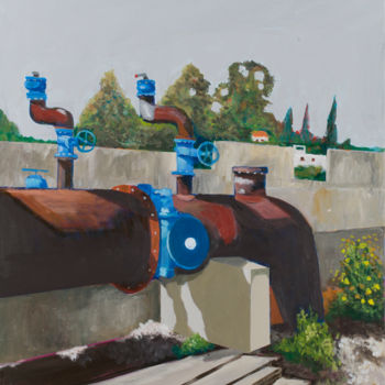 Painting titled "watter pump" by Tsvi Nadav Rosler, Original Artwork, Acrylic