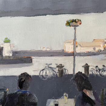 Картина под названием "ile d yeu un soir a…" - Sylvie Loisy, Подлинное произведение искусства, Масло Установлен на Деревянна…