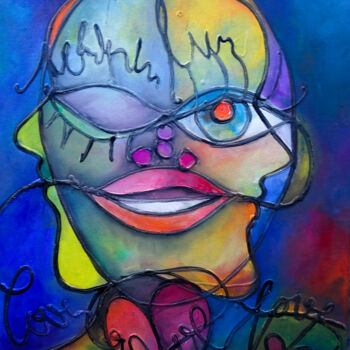 Painting titled "Faces 10092023" by Tanya Galstian, Original Artwork, Oil Mounted on Wood Stretcher frame