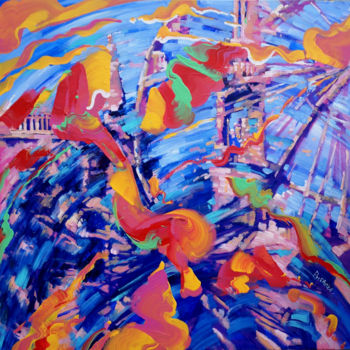 Pittura intitolato "Ferris wheel" da Maksym Rybalko, Opera d'arte originale, Acrilico
