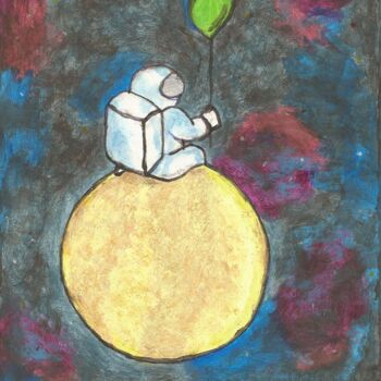 Peinture intitulée "Astronaut" par Artulino, Œuvre d'art originale, Encre