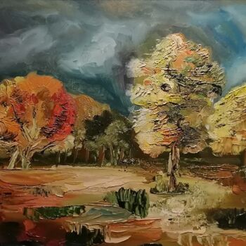 Painting titled "Autumn etude" by Artur Minasyan, Original Artwork, Oil