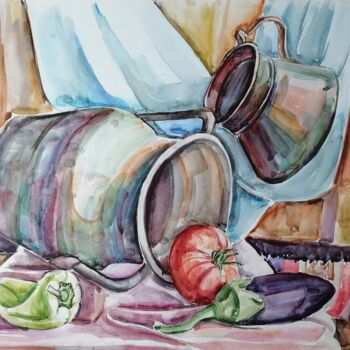 Painting titled "Antique household i…" by Artur Minasyan, Original Artwork, Watercolor