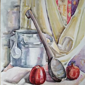 Painting titled "Still life with clo…" by Artur Minasyan, Original Artwork, Watercolor