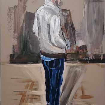Painting titled "The passerby" by Artur Minasyan, Original Artwork, Oil