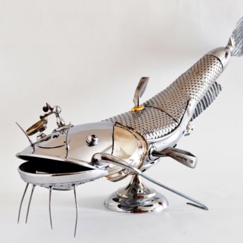 Sculpture titled "Catfish" by Artūras Tamašauskas, Original Artwork, Stainless Steel