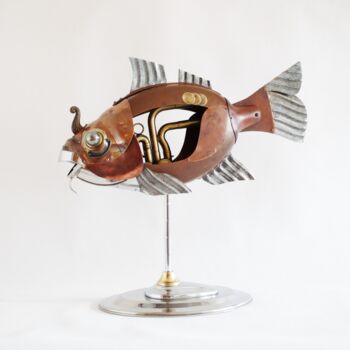Sculptuur getiteld "Musical fish" door Artūras Tamašauskas, Origineel Kunstwerk, Metalen