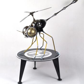 Sculptuur getiteld "Helicopter( Dragonf…" door Artūras Tamašauskas, Origineel Kunstwerk, Metalen