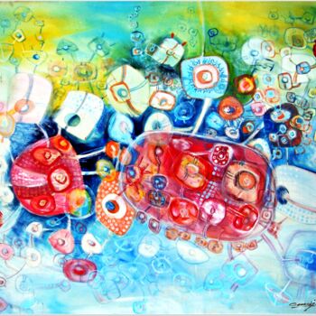 Картина под названием "MARGARITA -floating…" - Arturo Carrión, Подлинное произведение искусства, Масло