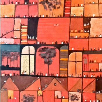 Painting titled "LOS VECINOS" by Arturo Morin, Original Artwork, Acrylic