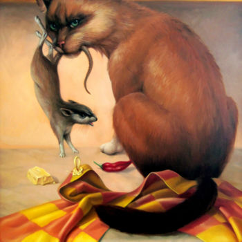 Картина под названием "The cat 60x80cm, oi…" - Artush, Подлинное произведение искусства, Масло