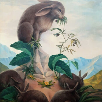 Картина под названием "Bunny girl 60x80cm,…" - Artush, Подлинное произведение искусства, Масло Установлен на Деревянная рама…