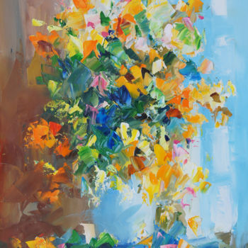 Malerei mit dem Titel "Bouquet of flowers.…" von Valeriy Ushkov, Original-Kunstwerk, Öl Auf Keilrahmen aus Holz montiert