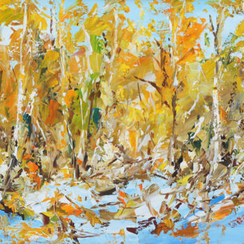 Pintura intitulada "Осень. Первый снег." por Valeriy Ushkov, Obras de arte originais, Óleo